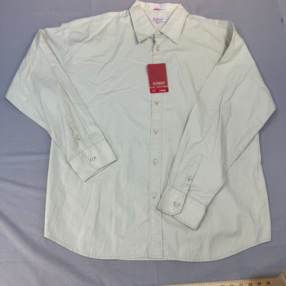Koman Shirt‎ 2XL Mens Off White Button Up Long Sleeve Y2K Dead Stock New